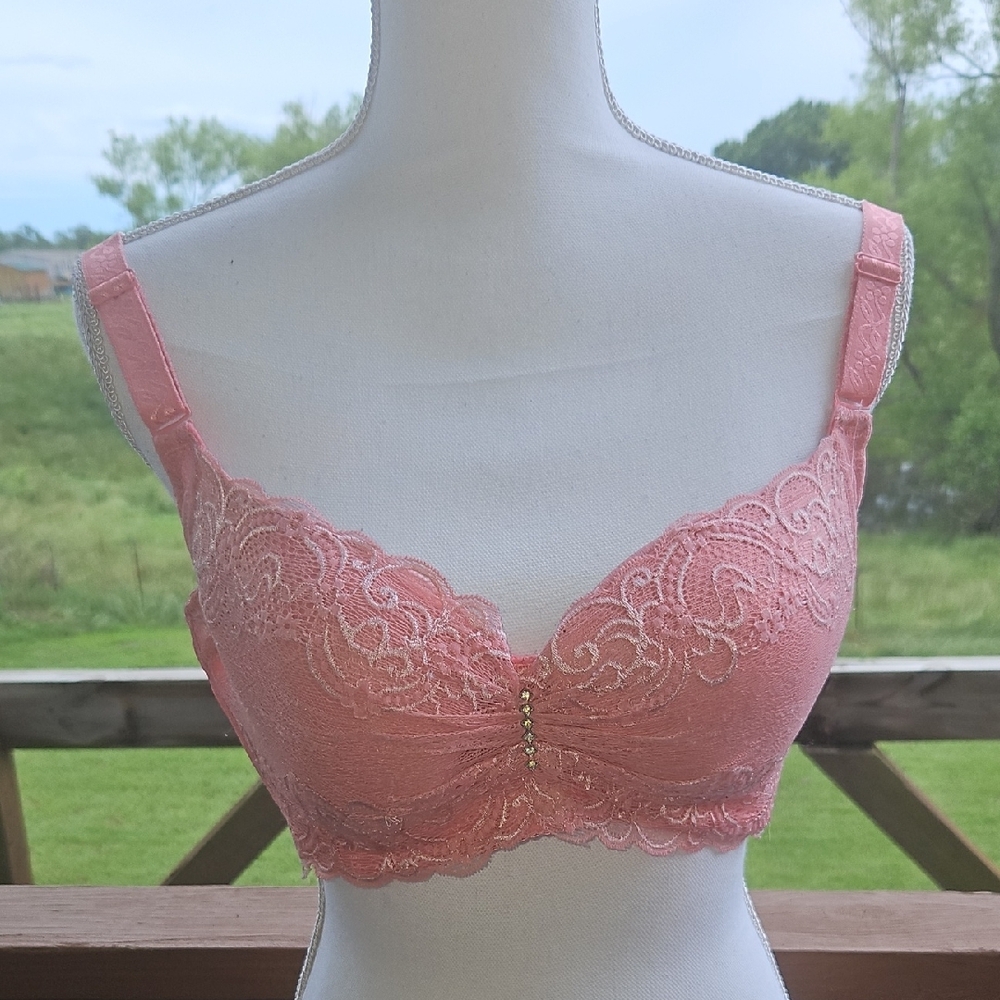 Private Label Pink Lace Full Coverage Bra